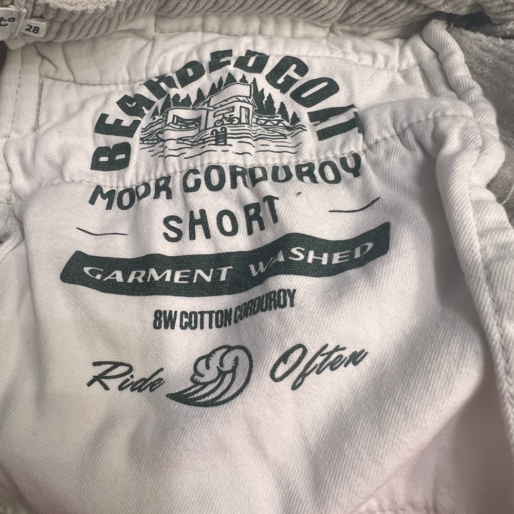 Bearded Goat Moor Corduroy Cream Shorts size 28 - Picture 11 of 11